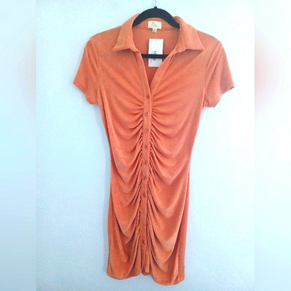 NWT Lena Mocha Latte Bodycon Ruched Dress